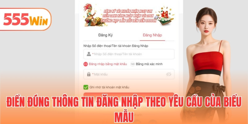 Điền đúng thông tin đăng nhập theo yêu cầu của biểu mẫu